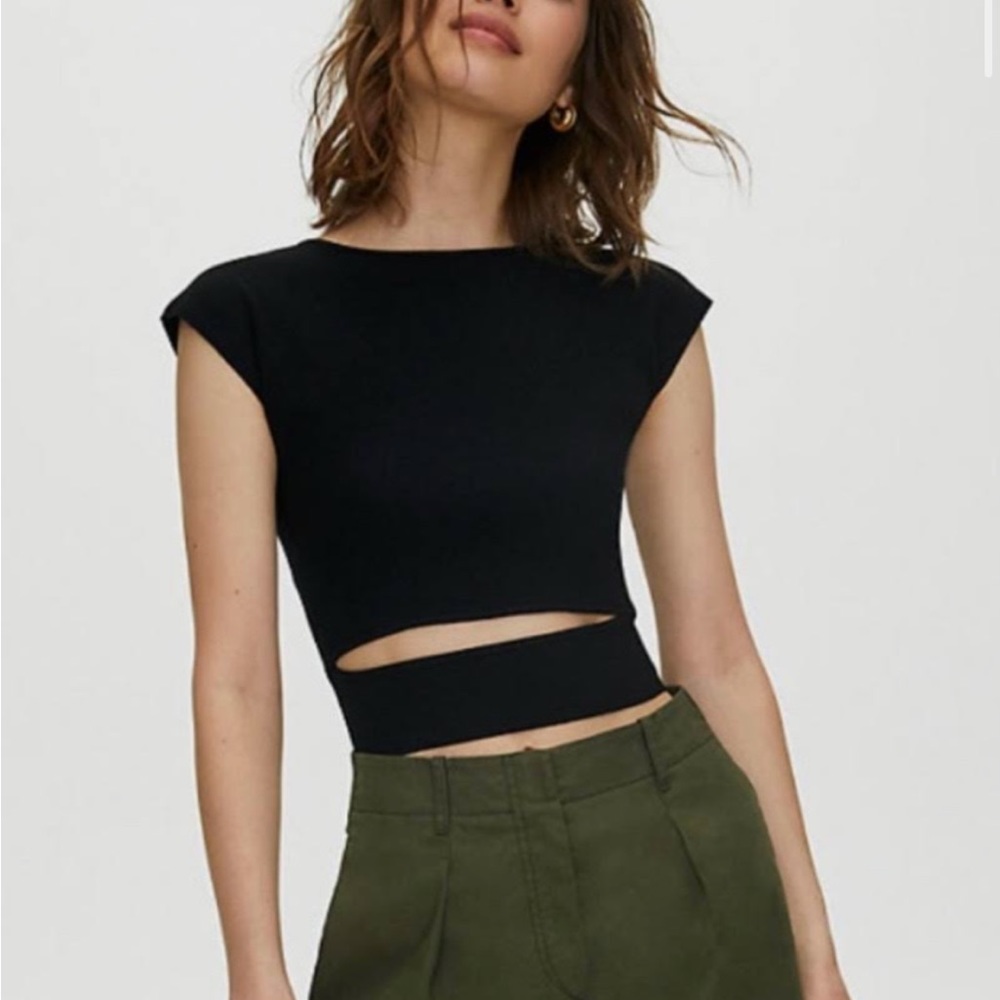 Wilfred Free Cut-Out Knit Top - Black Size XS